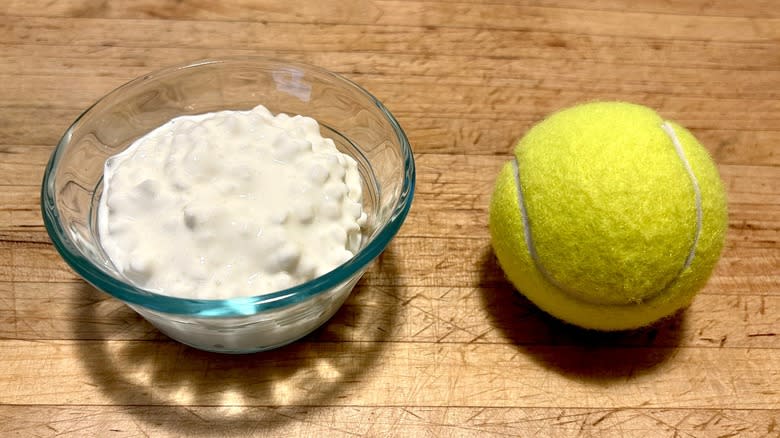 Cottage cheese and tennis ball