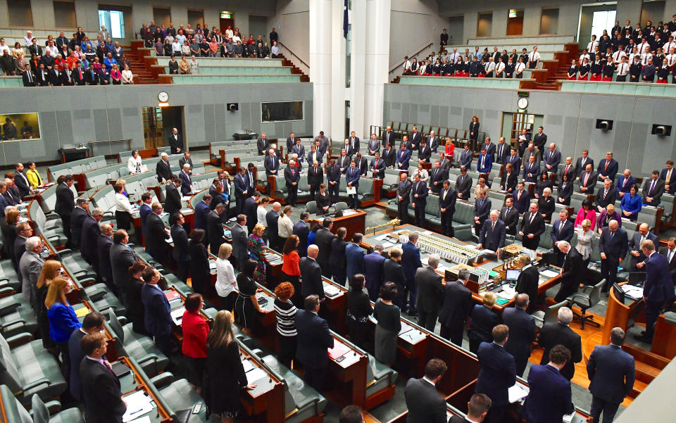 Australian Members of Parliament stand for a minute of silence&nbsp;during Question Time in the House of Representatives at Parliament House in Canberra, Australia, in&nbsp;honor of the people killed and wounded in the Manchester explosion.