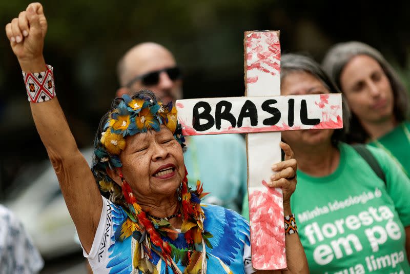 FILE PHOTO: Brazilians demonstrate for the Climate in defense of socio-environmental policies in Brasilia