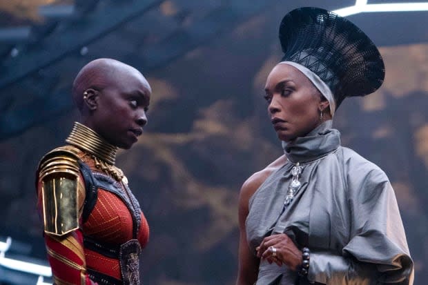 Danai Gurira as Okoye and Angela Bassett as Queen Ramonda in "Black Panther: Wakanda Forever"<p>Marvel Studios/Disney</p>