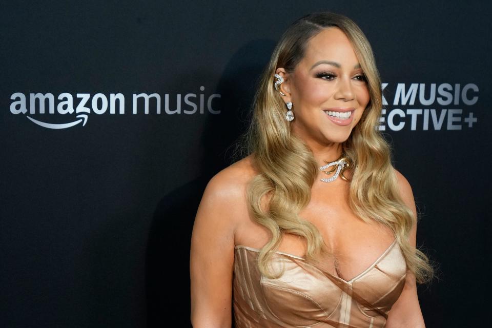 Mariah Carey arrives at the third annual Recording Academy Honors Presented by The Black Music Collective in Los Angeles on Thursday, Feb. 1, 2024.