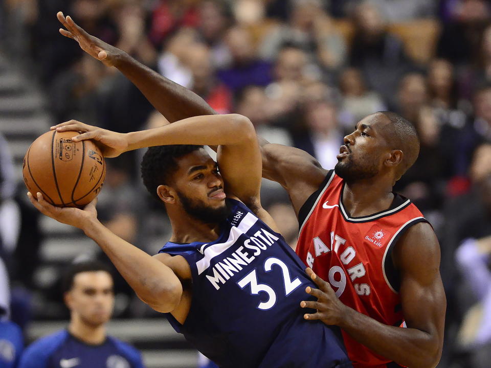 After Karl-Anthony Towns air balled a 3-pointer on Wednesday night, he promptly asked to be taken out of the game. He knew things weren’t going his way. (AP Images)