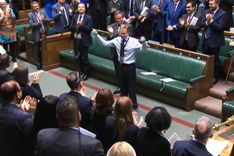 The MP received a standing ovation as he returned to the Commons (PRU/AFP/Getty)