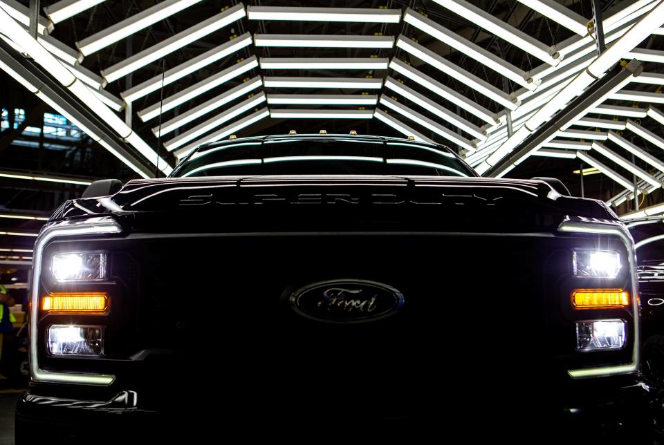 A Ford Super Duty truck underwent a final quality control check before being shipped to a customer at the Ford Truck Plant on Chamberlain Ln. in Louisville, Ky. May 24, 2023