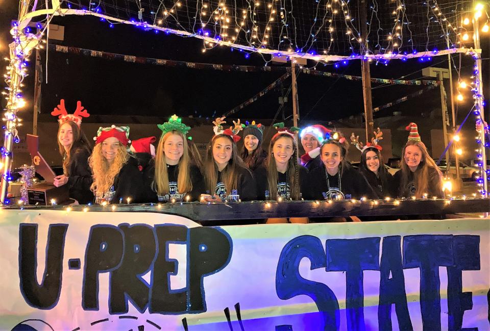 One of the most popular floats, judging by the cheers and applause along the Redding Lighted Christmas Parade route, was the U-Prep volleyball team. The girls rallied to win the first state volleyball title in Shasta County history by defeating Exeter on Nov. 20.