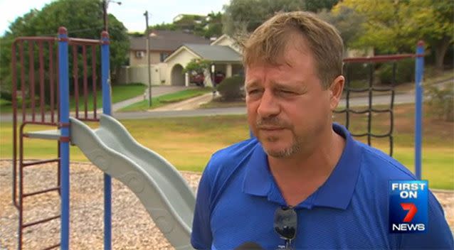 Byron Deak saw officers searching the playground on Saturday morning. Photo: 7 News