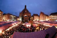 GERMANY: The traditional Christmas market 'Nuernberger Christkindlesmarkt' in Nuremberg, Germany. Originating in the 16th century the Nuremberg Christmas market is seen as one of the oldest of its kind in Germany.