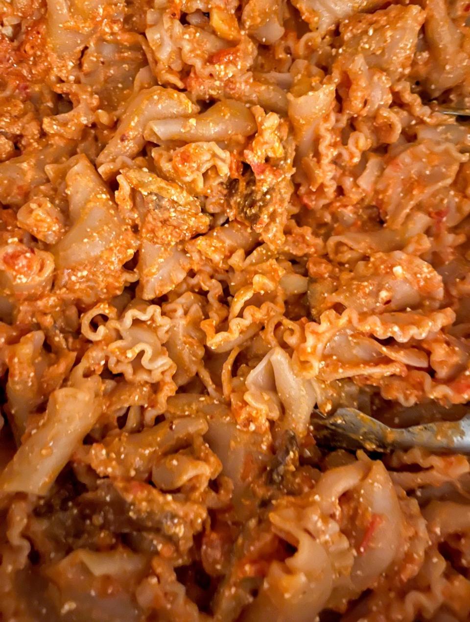 A close up of cottage cheese pasta