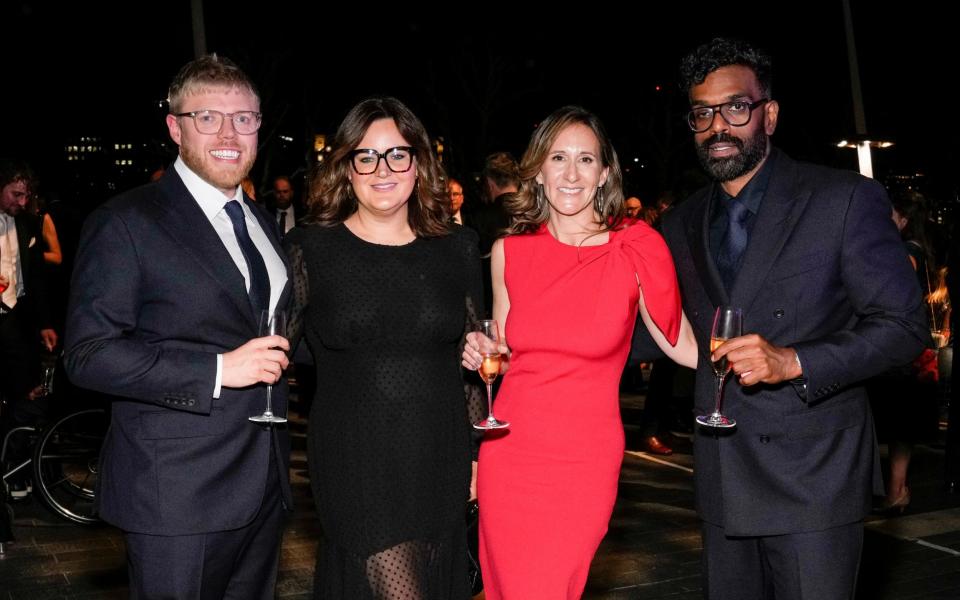 From left: Rob Beckett and his wife Louise Watts; and Leesa Ranganathan, Romesh's wife