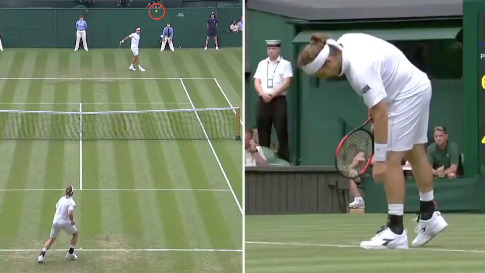 Lacko was left behind by Federer’s shot. Pic: Wimbledon