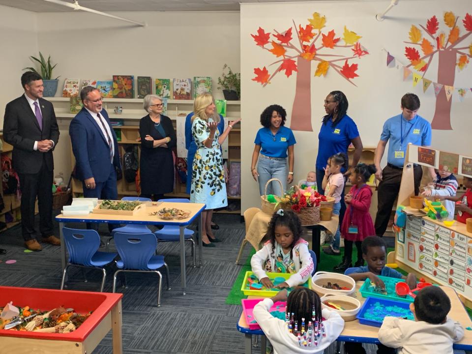 First lady Jill Biden tours DAY ONE Early Learning Community Center in Poughkeepsie Friday, Oct. 6, 2023.