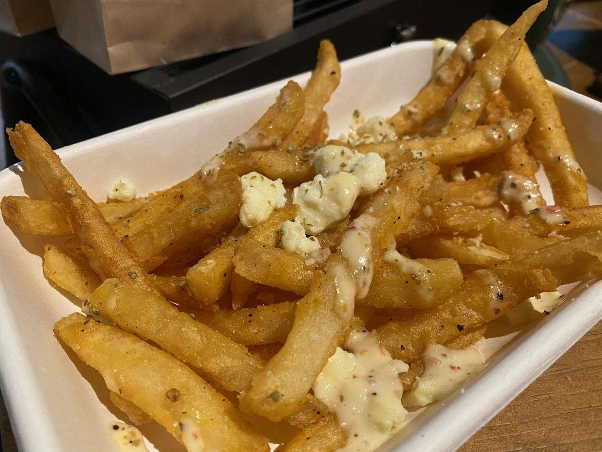 A new Milwaukee Bucks postseason means new food and drink additions around Fiserv Forum. These are the Greek fries, which feature Feta cheese and Greek dressing.