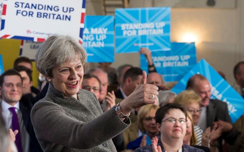  Prime Minister Theresa May makes her first campaign visit to Scotland ahead of June's snap general election - Credit:  Ross Johnston/Newsline Media