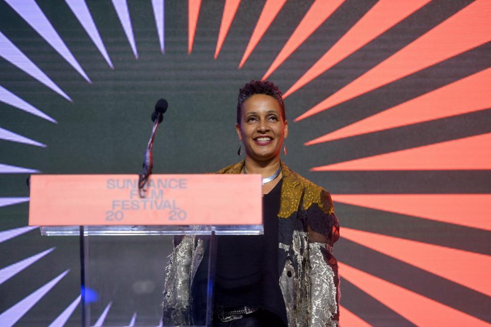 Tabitha Jackson speaks onstage at the 2020 Sundance Film Festival - Awards Night Ceremony in Park City, Utah.