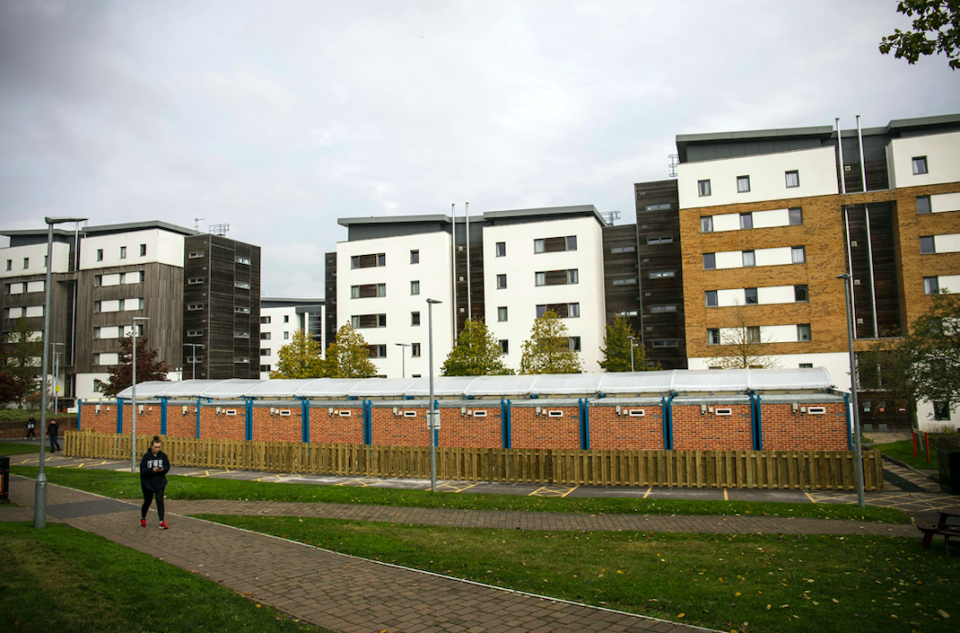 The 21 new en-suite 'studio pods' were installed in a university car park last month in response to an increased demand for student accommodation (SWNS)