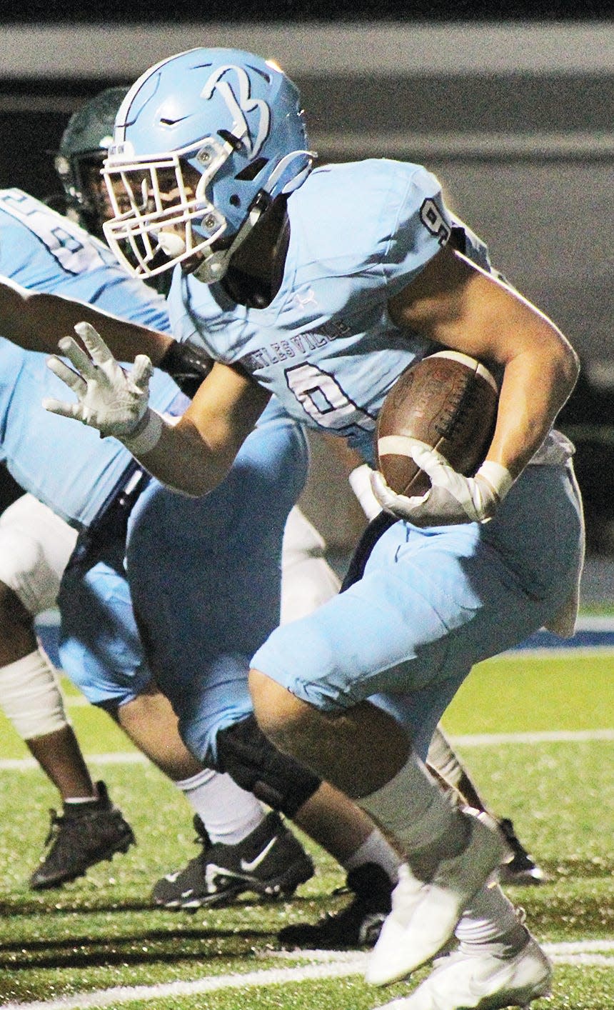 Bartlesville High varsity sophomore tailback Austin Zink has rushed for more than 100 yards in multiple outings last season.