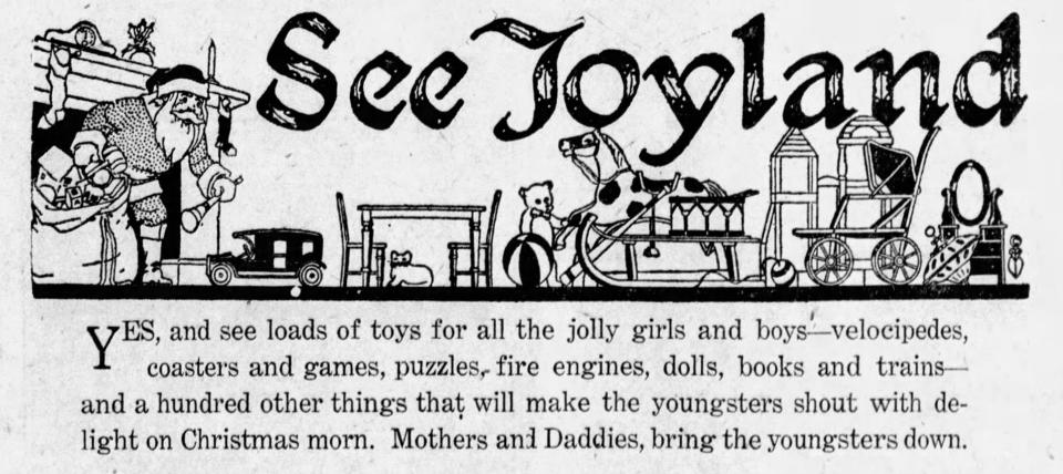 Yeager’s invites families to downtown Akron to visit Toyland in December 1922.