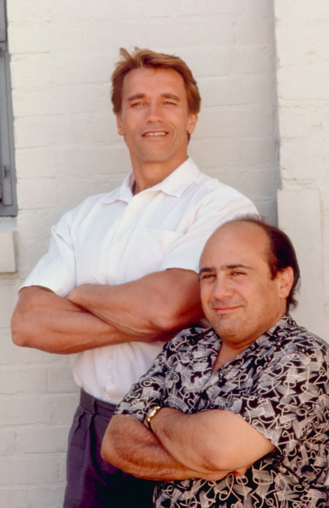 Arnold Schwarzenegger and Danny DeVito circa 1988’s “Twins.” Universal/courtesy Everett