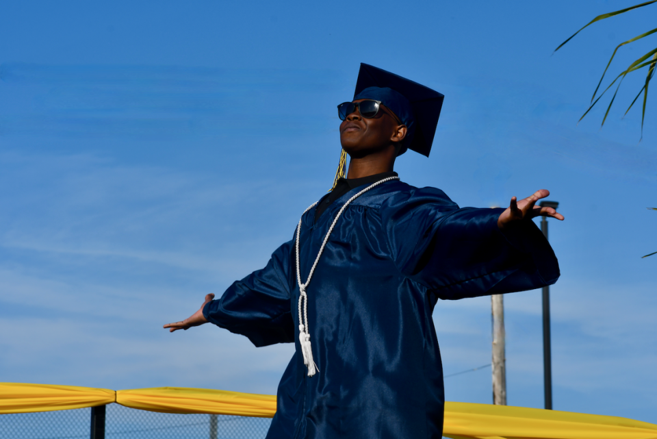 Arroyo Grande High School grad Vincent Bobadilla poses during the commencement ceremony on June 8.