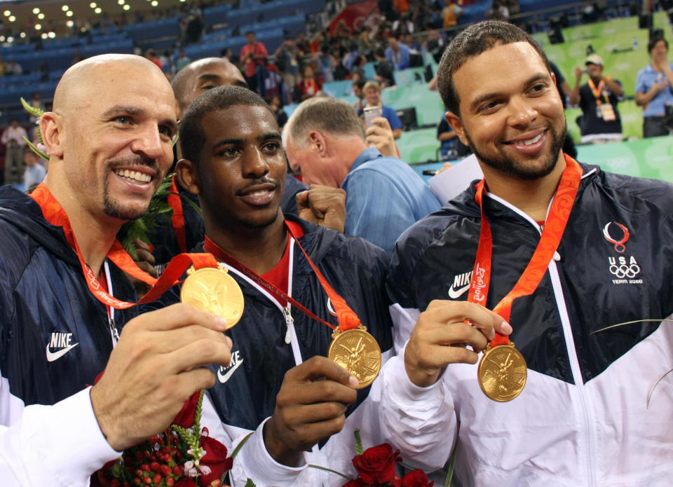 Jason Kidd mentored Chris Paul and Deron Williams on their way to a gold medal at the 2008 Beijing Olympics. (Getty Images)