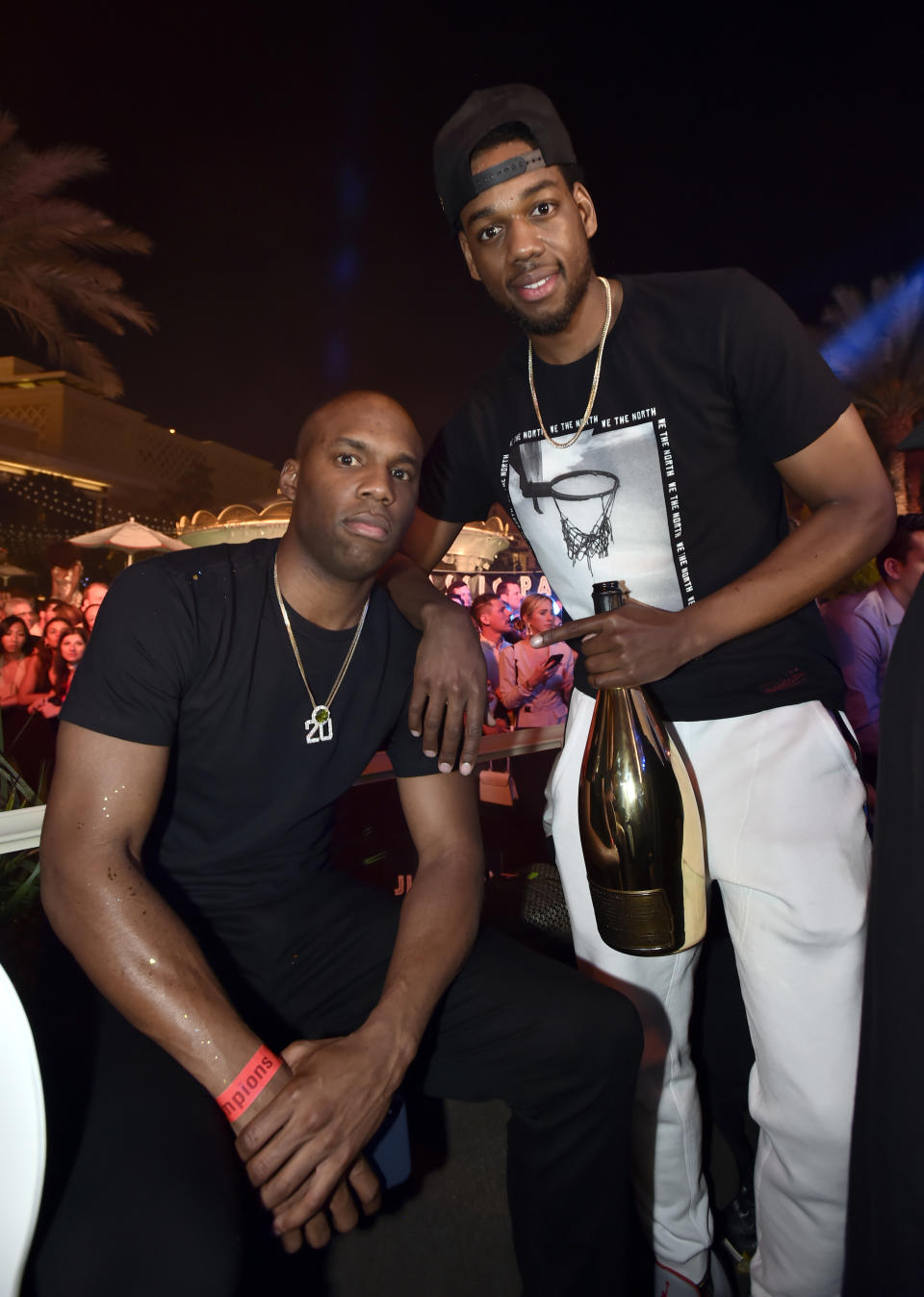 LAS VEGAS, NEVADA - JUNE 14: Jodie Meeks (L) and Jordan Loyd of the Toronto Raptors celebrate their NBA championship at XS Nightclub at Wynn Las Vegas on June 14, 2019 in Las Vegas, Nevada. (Photo by David Becker/Getty Images for Wynn Las Vegas)