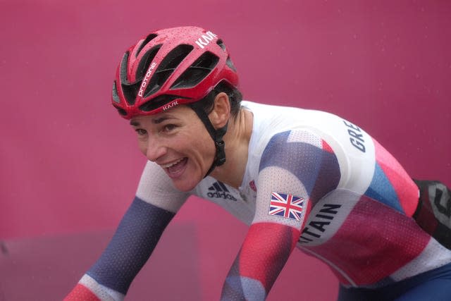 Great Britain’s Dame Sarah Storey celebrates winning the gold medal in the women’s C4-5 road race at the Fuji International Speedway during day nine of the Tokyo 2020 Paralympic Games in Japan