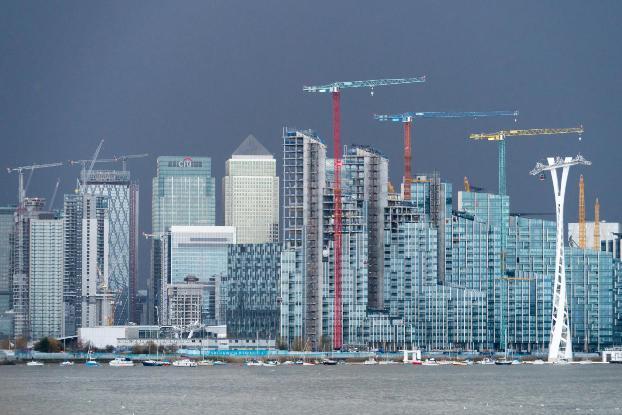 A view towards the financial centre of Canary Wharf in London. From the Open City Thames Architecture Tour East. Photo date: Saturday, November 10, 2018. Photo credit should read: Richard Gray/EMPICS