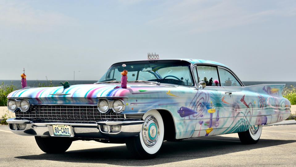 Artist Kenny Scharf’s "Astro Cumulo Uber Express" is a reimagined 1960 Cadillac Coupe De Ville.