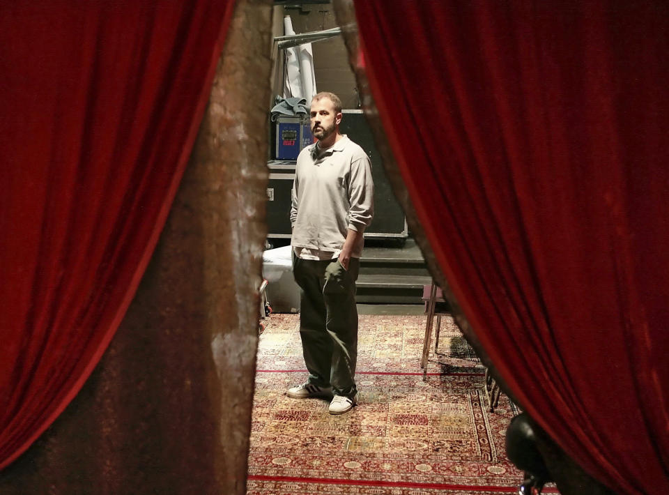 FILE - In this May 14, 2008 file photo, James Frey, author of "A Million Little Pieces," poses in the basement of the Blender Theater in New York. Frey’s book, once one of the most toxic properties in Hollywood, has been reborn on the big screen thanks to director Sam Taylor-Johnson and her actor husband, Aaron, whom she wrote it with. The film made its debut at the Toronto International Film Festival where it’s seeking distribution. (AP Photo/Bebeto Matthews, File)