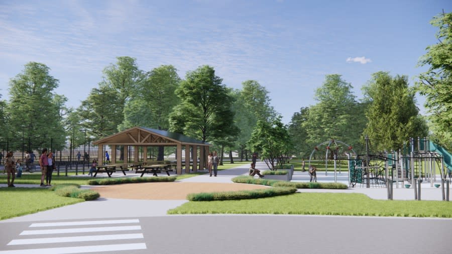 A rendering of the planned Covered Bridge Park in Ada Township. (Courtesy Progressive Companies/Connecting Community in Ada)