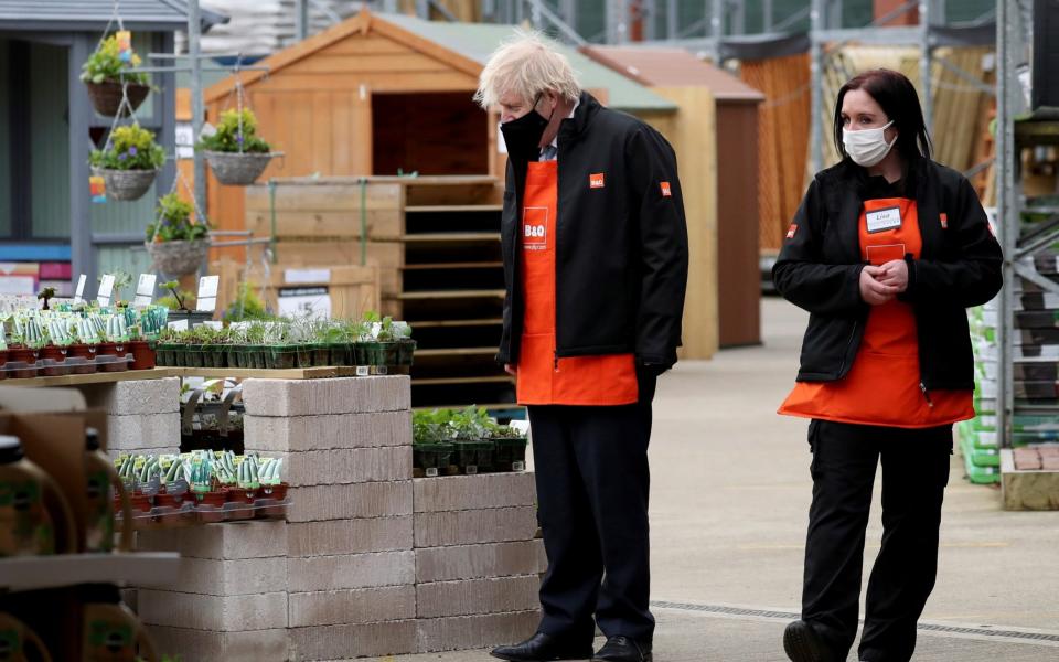 Britain's PM Boris Johnson visits a DIY shop in Middlesbrough - POOL/ REUTERS