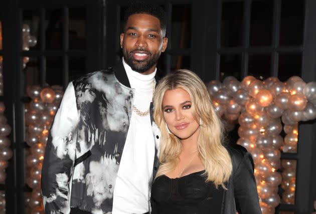 Tristan Thompson and Khloé Kardashian at Thompson's birthday party in 2018.