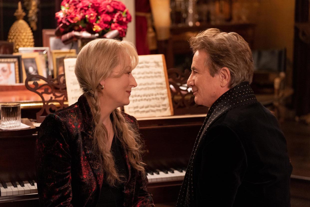 Meryl Streep as Loretta and Martin Short as Oliver in Season 3 of "Only Murders in the Building."