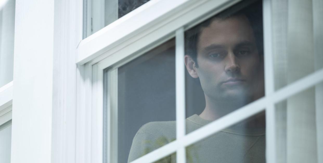 you l to r penn badgley as joe goldberg in episode 301 of you cr john p fleenornetflix © 2021