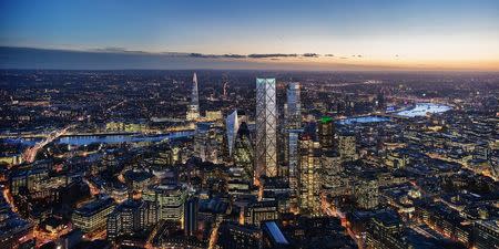 An artist's impression created by DBox for Eric Parry Architects shows their proposed design for 1 Undershaft, a new building in the City of London. DBox for Eric Parry Architects handout via REUTERS