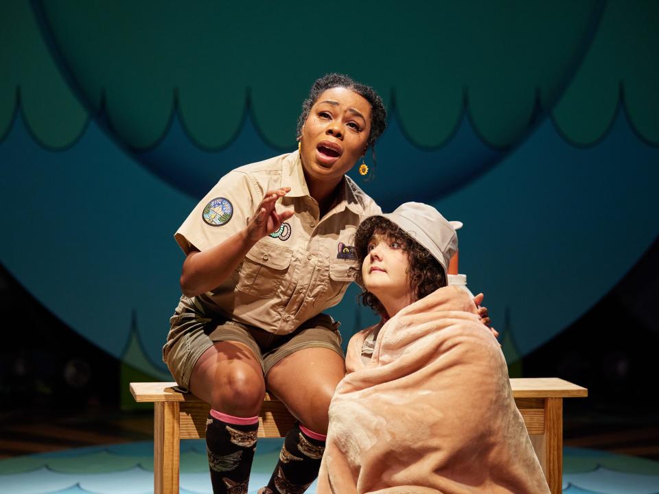 Brandi La'Sherrill (left) as Zoe the zookeeper and Erin McCamley as Fiona deliver a breathtaking vocal performance in their duet, "Being Brave."