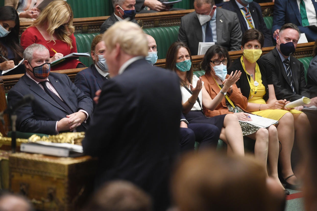 Members of the opposition during a debate on Afghanistan on 6 September.