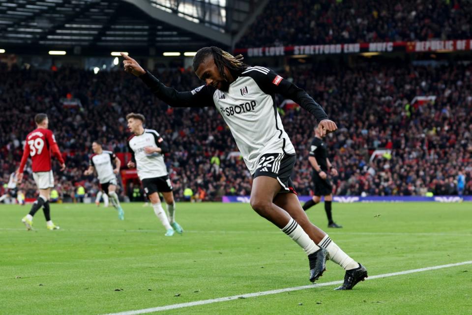 Alex Iwobi of Fulham celebrates scoring his team's second goal (Getty Images)