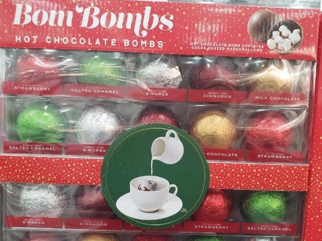 Red box of bom bombs hot chocolate bombs at Costco