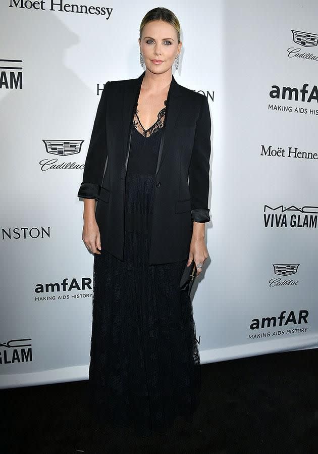 Charlize was honoured at the amfAR gala for her humanitarian work. Photo: Getty.