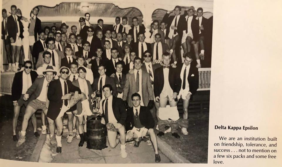 The DKE fraternity photo from the 1988 Yale Banner yearbook.