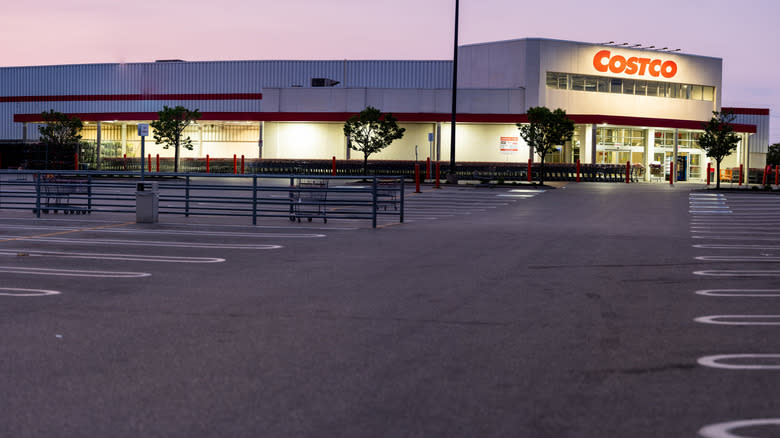 Costco parking lot at dusk 