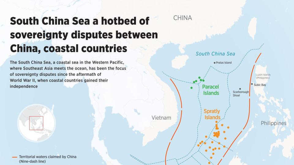 south china sea territory map, south china sea is a hotbed of sovereignty disputes between china, coastal countries
