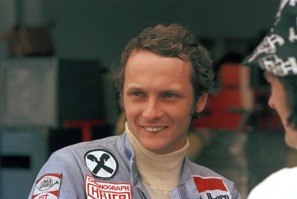 File - In this Jan. 12, 1975 file photo, Austrian auto racer Niki Lauda, pictured during the Argentine Grand Prix in Buenos Aires. Three-time Formula One world champion Niki Lauda has died at the age of 70. (AP Photo/E. Di Baia)