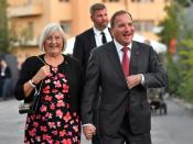 Swedish Prime Minister Stefan Lofven (R) is seeking a new four-year mandate