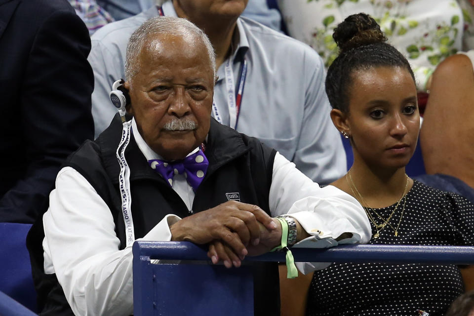 NEW YORK, NY - SEPTEMBER 08:   Former New York City Mayor David Dinkins attends the Women's Singles Quarterfinals match between Serena Williams of the United States and Venus Williams of the United States on Day Nine of the 2015 US Open at the USTA Billie Jean King National Tennis Center on September 8, 2015 in the Flushing neighborhood of the Queens borough of New York City.  (Photo by Matthew Stockman/Getty Images)