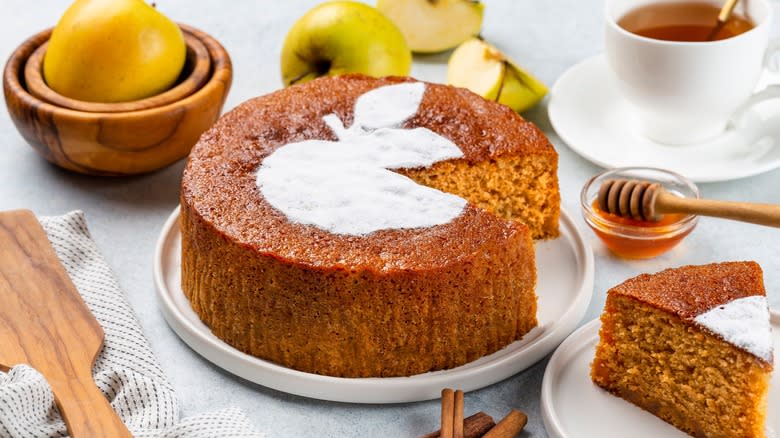 apple cake with caramelized sugar crust