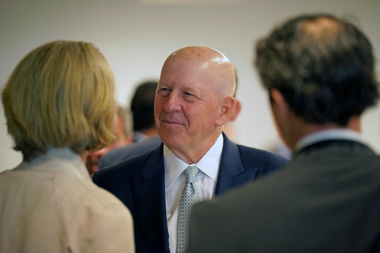 David Solomon, Chief Executive Officer of Goldman Sachs, speaks at an event attended by Prime Minister Rishi Sunak at the Business Roundtable during his visit to Washington, U.S., June 8, 2023. Niall Carson/Pool via REUTERS