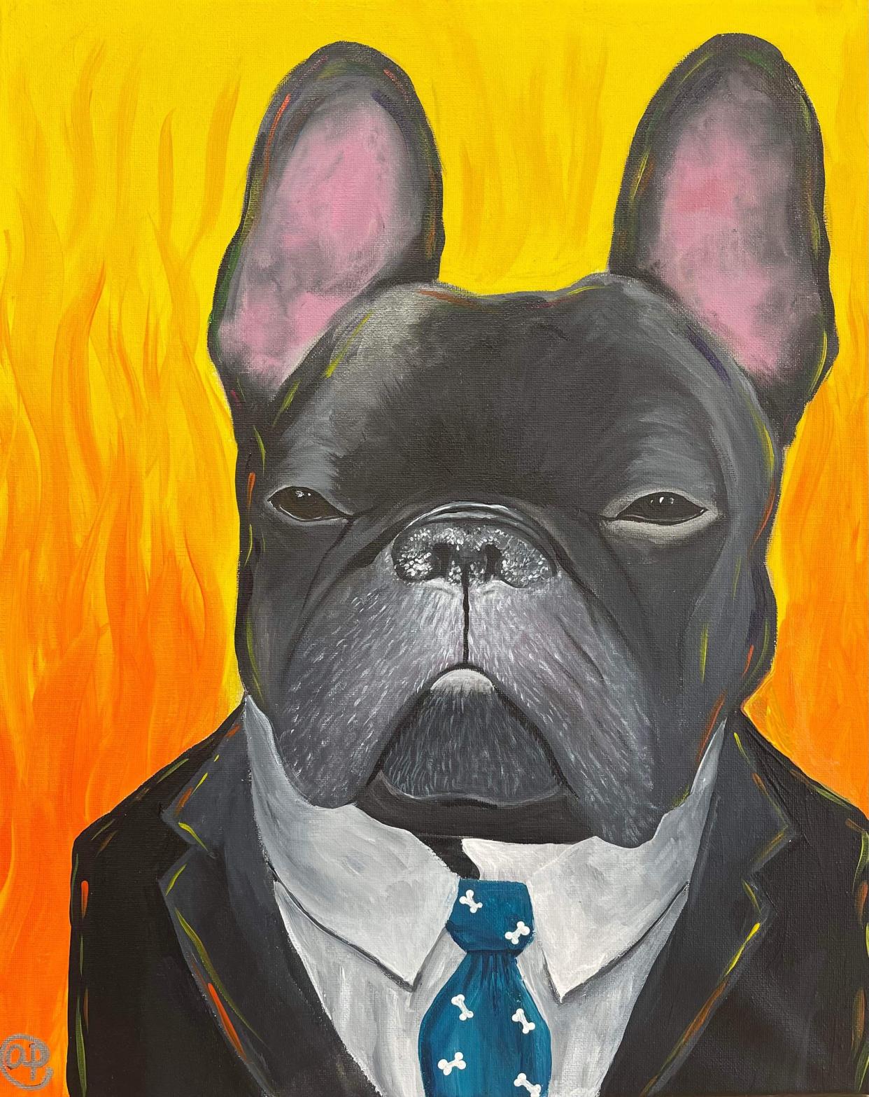 "Rustbelt Rescues," an art show on Friday at Patina Arts Centre in downtown Canton, will feature the portrait paintings of dogs and cats of the Stark County Humane Society, including this piece by Ashley Palmer.