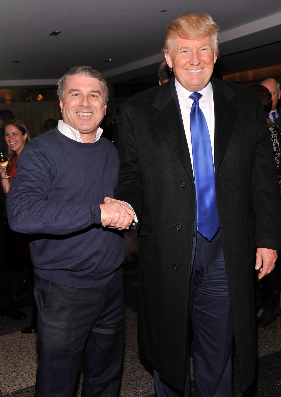 NEW YORK, NY - NOVEMBER 30: Chairman, NBC Broadcasting, Ted Harbert (L) and Donald Trump attend Rockefeller Center Christmas Tree Lighting Party at Rock Center Cafe on November 30, 2011 in New York City. (Photo by Gary Gershoff/Getty Images for NBC)